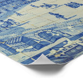Azulejos-Fliesen, die die Praca do Comercio darste Poster (Ecke)