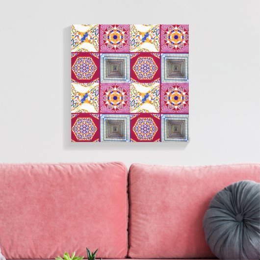 Azulejos Geometric Tiles mit einer CG-Drehung Leinwanddruck (Insitu (Wohnzimmer))