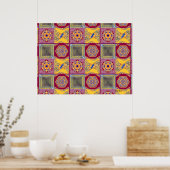 Azulejos Geometric Tiles mit einer CG-Drehung Poster (Küche)