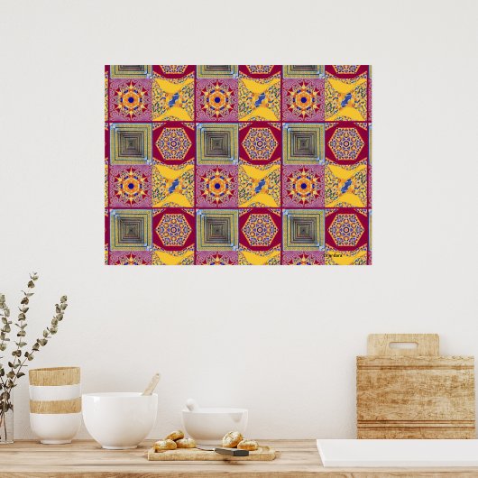 Azulejos Geometric Tiles mit einer CG-Drehung Poster (Küche)