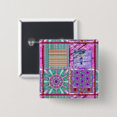 Azulejos Geometric Tiles with Bird of Peace Button (Vorne & Hinten)