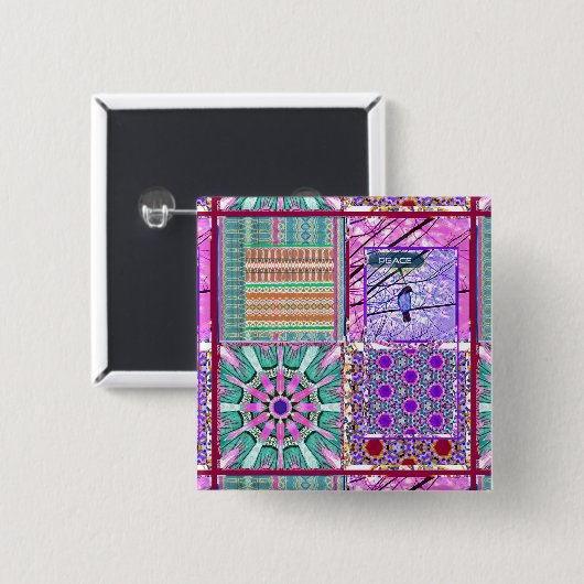 Azulejos Geometric Tiles with Bird of Peace Button (Vorne & Hinten)