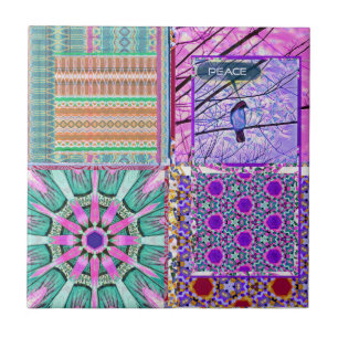 Azulejos Geometric Tiles with Bird of Peace Fliese