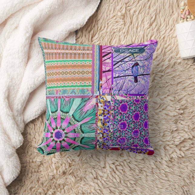 Azulejos Geometric Tiles with Bird of Peace Kissen (Decke)