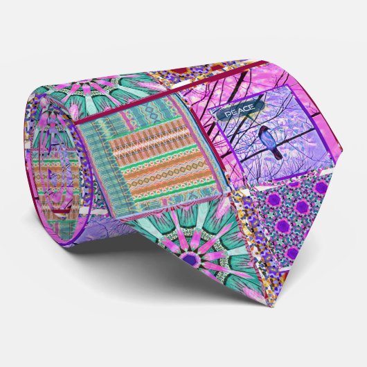 Azulejos Geometric Tiles with Bird of Peace Krawatte (Gerollt)