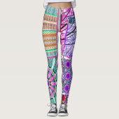 Azulejos Geometric Tiles with Bird of Peace Leggings (Vorderseite)