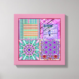 Azulejos Geometric Tiles with Bird of Peace Leinwanddruck