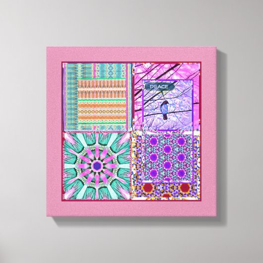 Azulejos Geometric Tiles with Bird of Peace Leinwanddruck (Vorderseite)