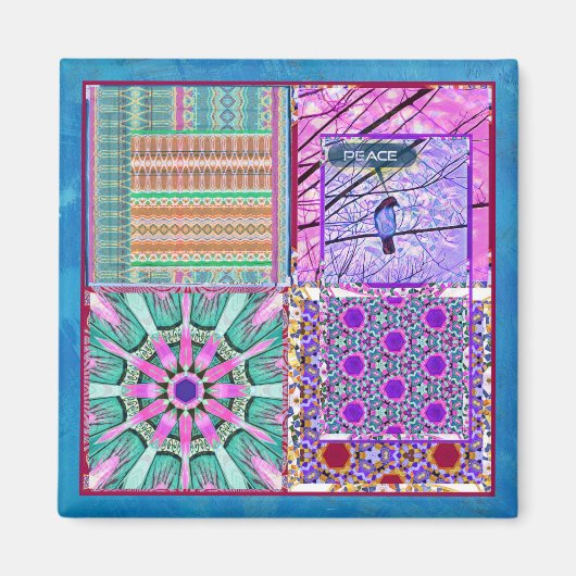 Azulejos Geometric Tiles with Bird of Peace Magnet (Vorne)