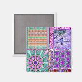 Azulejos Geometric Tiles with Bird of Peace Magnet (Vorderseite/Rückseite)