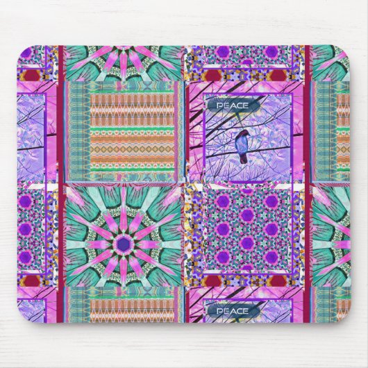 Azulejos Geometric Tiles with Bird of Peace Mousepad (Vorne)