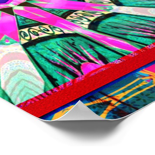 Azulejos Geometric Tiles with Bird of Peace Poster (Ecke)