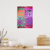 Azulejos Geometric Tiles with Bird of Peace Poster (Küche)