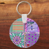 Azulejos Geometric Tiles with Bird of Peace Schlüsselanhänger (Vorderseite)