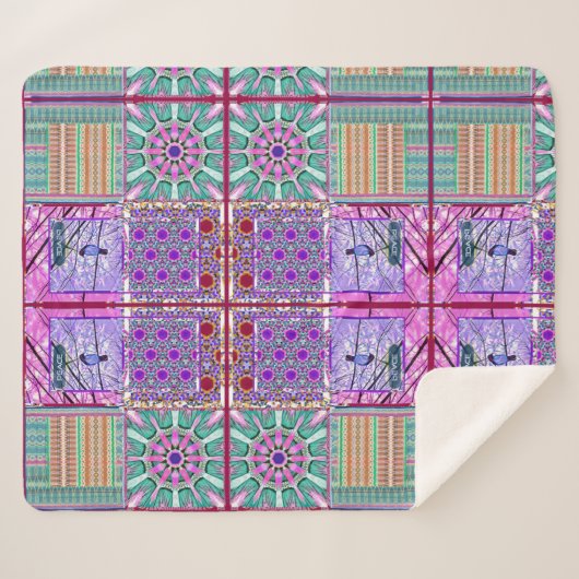 Azulejos Geometric Tiles with Bird of Peace Sherpadecke (Vorderseite (Horizontal))