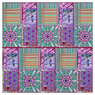 Azulejos Geometric Tiles with Bird of Peace Stoff