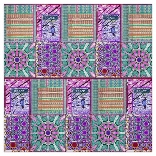 Azulejos Geometric Tiles with Bird of Peace Stoff (Muster)