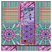 Azulejos Geometric Tiles with Bird of Peace Stoff (Nahaufnahme)