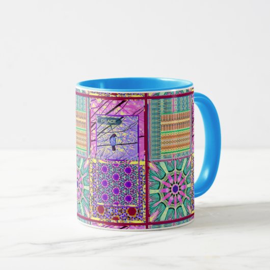Azulejos Geometric Tiles with Bird of Peace Tasse (VorderseiteRechts)