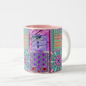 Azulejos Geometric Tiles with Bird of Peace Zweifarbige Tasse (VorderseiteRechts)