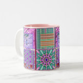 Azulejos Geometric Tiles with Bird of Peace Zweifarbige Tasse (Vorderseite Links)