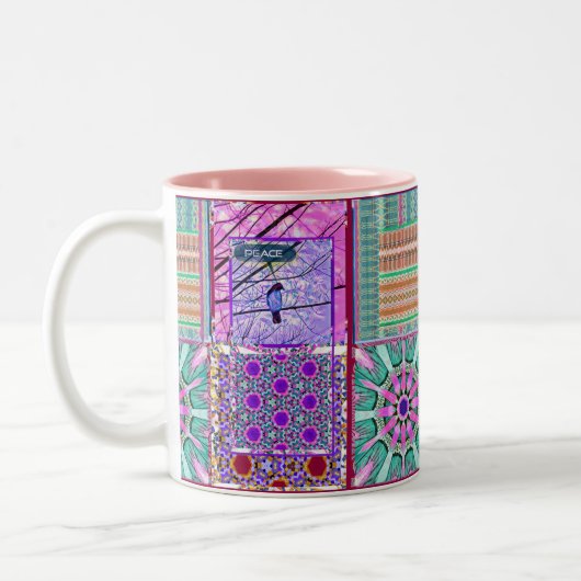 Azulejos Geometric Tiles with Bird of Peace Zweifarbige Tasse (Links)