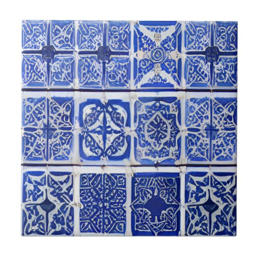 Azulejos geometrisch-blaue Fliesen (Vorderseite)