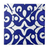 Azulejos indigo geometrische Kunst Fliese (Vorderseite)