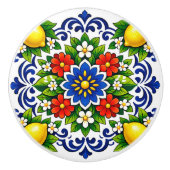 💙💛 Azulejos Lemon Azul Blüte Keramikknauf (Vorderseite)