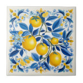 💛 💙 Azulejos mit Zitronen in blau und gelb Fliese (Vorderseite)