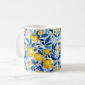 💛 💙 Azulejos mit Zitronen in blau und gelb Kaffeetasse (Vorderseite Links)