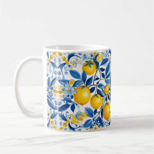 💛 💙 Azulejos mit Zitronen in blau und gelb Kaffeetasse (Links)
