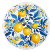 💛 💙 Azulejos mit Zitronen in blau und gelb Keramikknauf (Vorderseite)