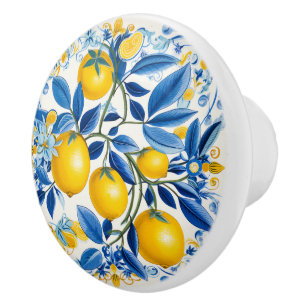 💛 💙 Azulejos mit Zitronen in blau und gelb Keramikknauf