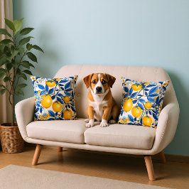 💛 💙 Azulejos mit Zitronen in blau und gelb Kissen