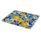 💛 💙 Azulejos mit Zitronen in blau und gelb Schneidebrett (Ecke)