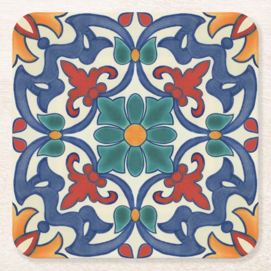 Azulejos-Muster Rechteckiger Pappuntersetzer (Vorderseite)