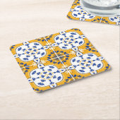 Azulejos Portugiesischer Tile White Senard Yellow  Rechteckiger Pappuntersetzer (angewinkelt)