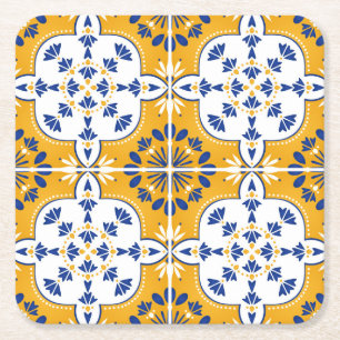 Azulejos Portugiesischer Tile White Senard Yellow Rechteckiger Pappuntersetzer