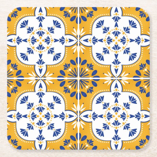 Azulejos Portugiesischer Tile White Senard Yellow  Rechteckiger Pappuntersetzer (Vorderseite)