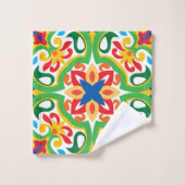 💛 🧡 💚 Azulejos, sehr dekoratives Muster, Badhandtuch Set (Waschlappen)