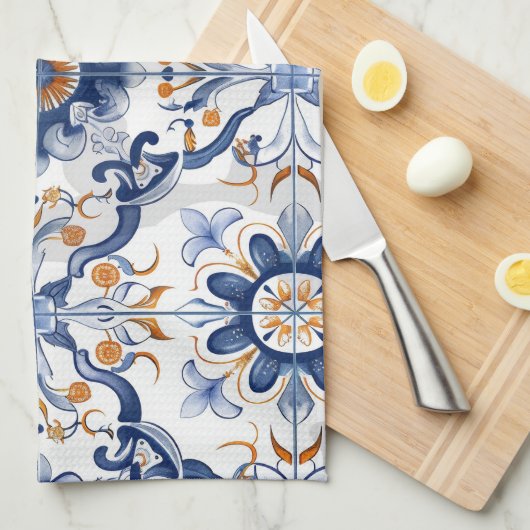 Azulejos Tile Pattern Geschirrtuch (Viertel Falte)