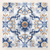 Azulejos Tile Pattern Tile Glasuntersetzer (Vorderseite)