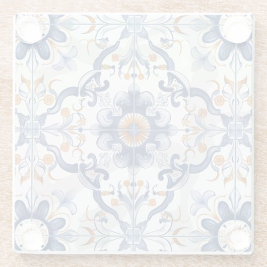 Azulejos Tile Pattern Tile Glasuntersetzer (Rückseite)