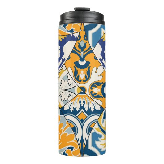Azulejos Tiles Patchwork Vintages Hintergrundpapie Thermosbecher (Vorderseite)