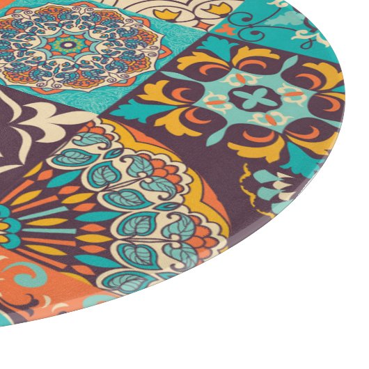 Azulejos Tiles portugiesisches Boho Patchwork Schneidebrett (Ecke)