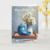 Azur Blumen Glücklicher Muttertag Grußkarte Karte (Gelbe Blume)
