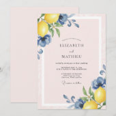Azur-Limonen-Frucht-Eukalyptus-Hochzeit Einladung (Vorne/Hinten)