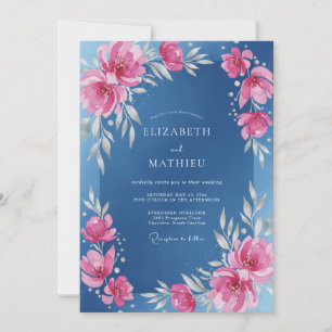 Azur Magenta Hochzeit Einladung