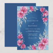 Azur Magenta Hochzeit Einladung (Vorne/Hinten)